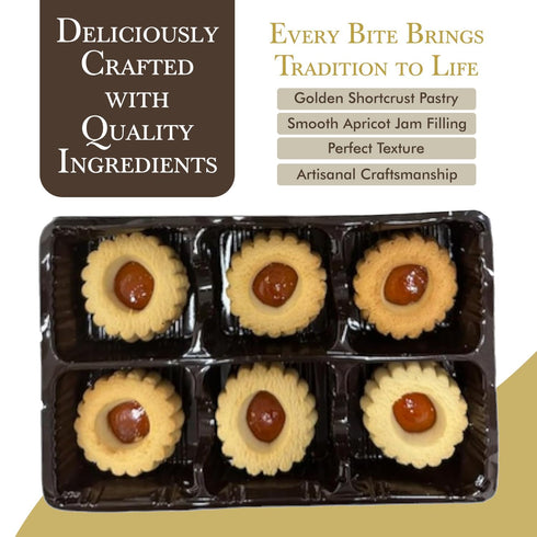 Fratelli Fiori Albicocca 140g Fior di Frolla Jam Cookies - Italian Cookies Filled with Real Apricot Jam - Healthy