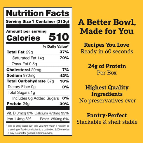 24g 11 oz (Pack 6) Born Simple Ready to Eat Meals with Sporks, Ultimate Mac and Cheese, Improved Recipe - Protein