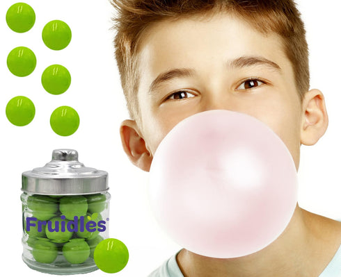 1" Inch (5 Fruidles Green Apple Gum Balls Fruit Flavored, Candy Buffet Treats, Machine Size Refills, Kosher Certified