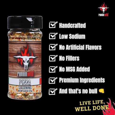 Gourmet Pizza Seasoning, Italian Spice Blend, Low Sodium, No Artificial Flavors, Runnin Wild Foods, 4.48 ounces