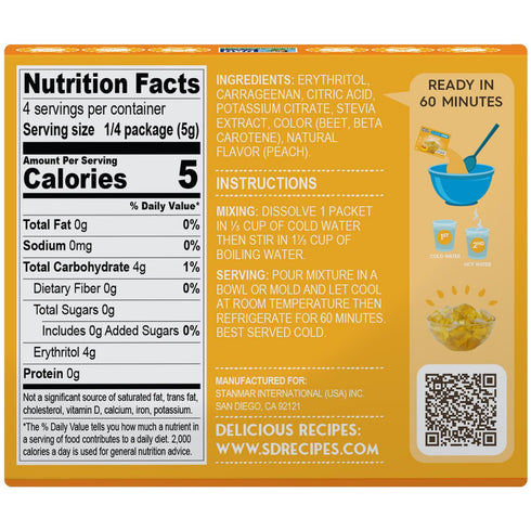 Simply Desserts Sugar-Free Peach Jel, 6-Pack, Vegan Dessert, Keto Snacks, Diabetic Friendly