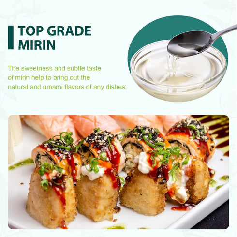 Soeos Mirin Japanese Cooking Wine, 16.9 fl oz (Pack of 2) - Authentic Natural Sugar Sweet Rice Cooking Wine for
