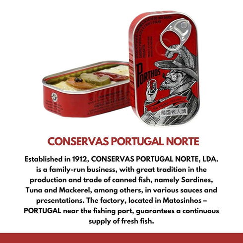 Porthos 3 125 Spiced Sardines in hot olive Oil tins x g, / Portugal