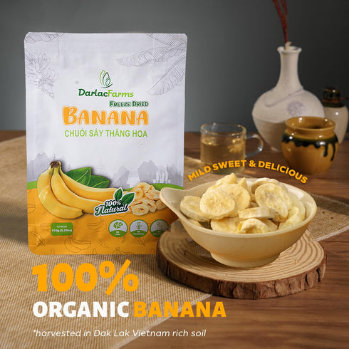 Pack 2 (5.29 Oz 100% DARLAC FARMS Freeze Dried Banana Slices, of Each) Real Fruit, No Sugar Added, Crispy & Light
