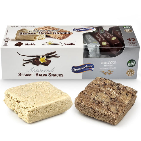 12 Pack, 0.88 Oz 25g) Assorted Sesame Halva Snacks Vanilla and Marble Flavors - Delicious Sweet Israeli Snacks Sesame