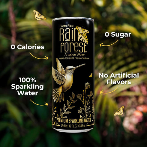 12 Pack 355 ml Packaging Rainforest Sparkling Water Cans | Each | Crisp Carbonated Water for Pure Refreshment |
