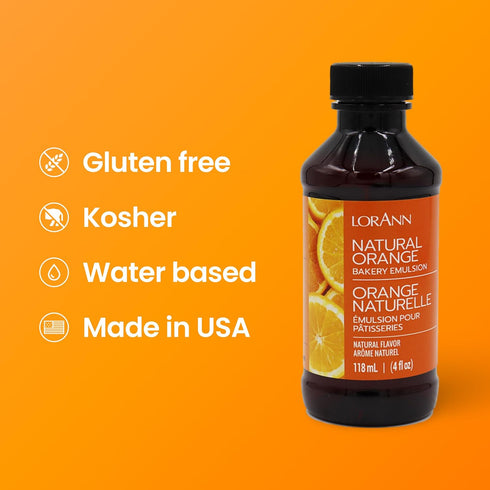 LorAnn Oils Orange Bakery Emulsion, 4 Oz: True Essence for Cakes, Cookies & Desserts, Gluten-Free, Keto-Friendly