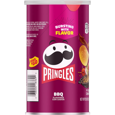 (12 Pringles Potato Crisps Chips, Lunch Snacks, Office and Kids Snacks, Grab N' Go, BBQ Cans)