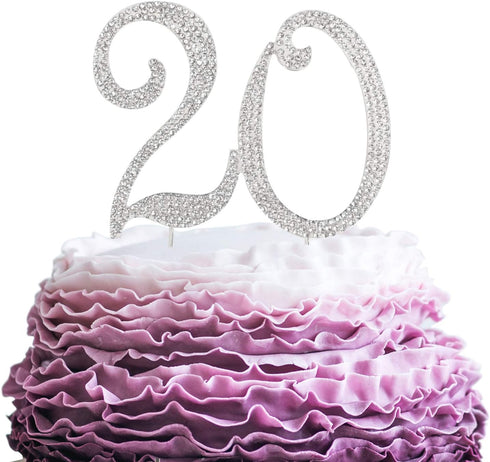 20 Years Birthday Cake Topper - New Best Crystal Rhinestone 20th Wedding Anniversary or 20 Years Old Cake Topper