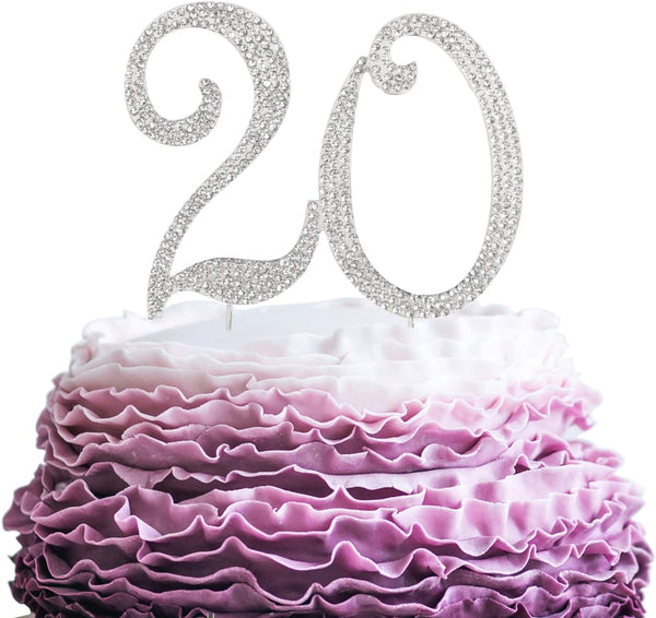 20 Years Birthday Cake Topper - New Best Crystal Rhinestone 20th Wedding Anniversary or 20 Years Old Cake Topper