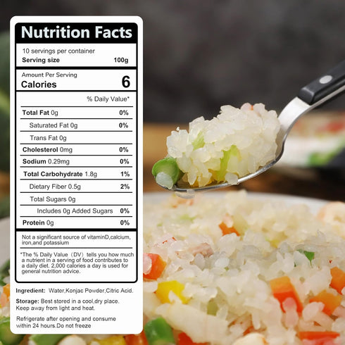 10 Packs Hethstia Shirataki Rice, Gluten-Free Konjac Rice Low-Carb, Keto & Paleo-Friendly, Sugar-Free, Vegan
