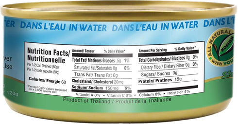 6oz (6 Pack), Gefen Chunk Light Tuna in Water Low Fat, Kosher for Passover