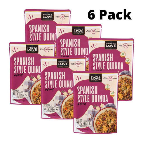 8 Oz, 6-Pack Kitchen & Love Spanish Style Quinoa Medley, Pre Cooked, Microwave Ready Pouch, Shelf Stable, Non Gmo