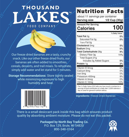 12 Thousand Lakes Freeze Dried Fruit - Sliced Bananas - Bulk ounces | No Sugar Added