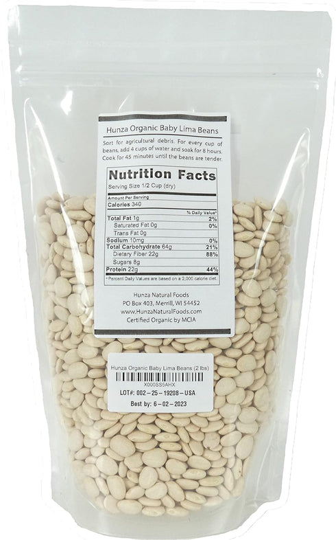 Hunza Natural Foods (2 lbs) Hunza Organic Baby Lima Beans