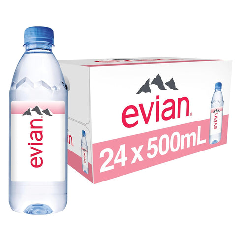 evian Natural Spring Water, PH Balanced with Natural Electrolytes, 16.9fl oz./500mL Bottles