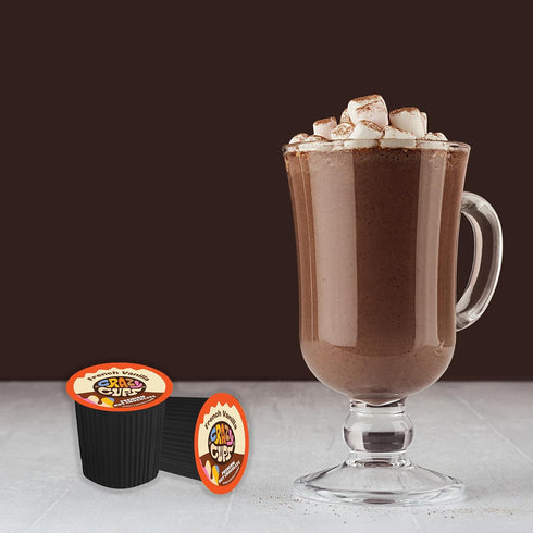 22 Count Crazy Cups French Vanilla Hot Chocolate Pods - Smooth and Creamy Cocoa Mix for Keurig K-Cup Brewers