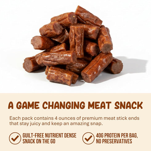 10g 4 oz Grazly Plain Beef Stick Ends Made With Only Grass-Fed Beef, Spring Salt & Collagen Casing Bite-Sized