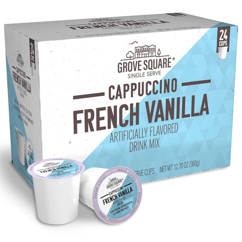 Grove Square Cappuccino Pods, French Vanilla, Single Serve , 24 Count (Pack