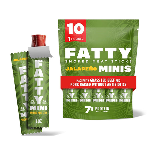 FATTY Mini Meat Sticks, Made with Grass Fed Beef, Pork Raised Without