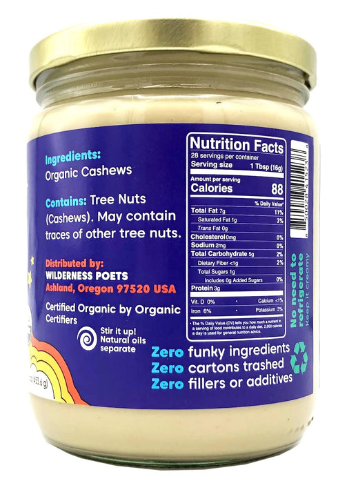 (16 28 Wilderness Poets SPiN, Organic Cashew Cream and Milk Concentrate (Unsweetened) - Ounce) - Servings - Make Cashew