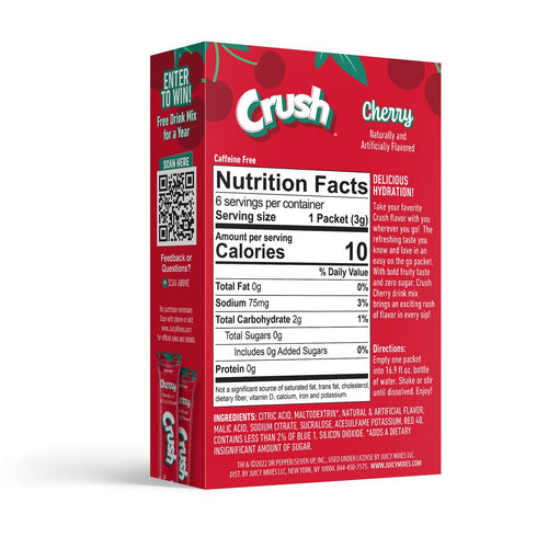 72 Crush- Powder Drink Mix - Sugar Free & Delicious (Cherry, Sticks)