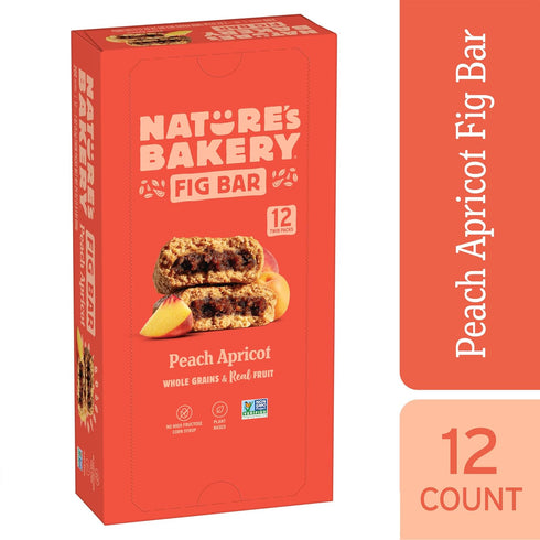 1 12 packs (12 packs) Natures Bakery Whole Wheat Fig Bars, Peach Apricot, Real Fruit, Vegan, Non-GMO, Snack bar, box