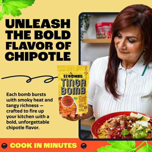 Pack 2 EZ Bombs Tinga Bomb Smoky Chipotle Seasoning, of - Authentic Mexican Seasoning Tinga Spice for Shredded Chicken