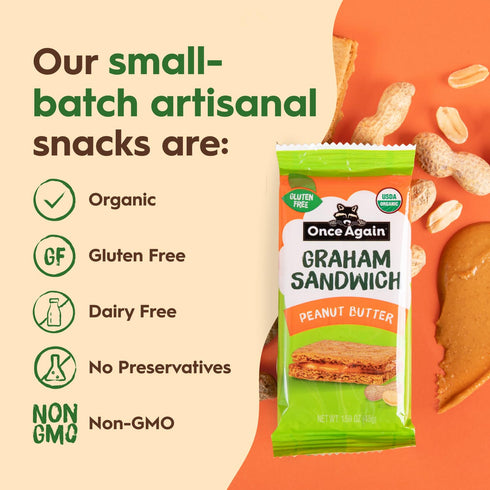 8 Count Once Again Peanut Butter Crackers Graham Sandwiches - Gluten Free Graham Crackers with Organic Peanut Butter
