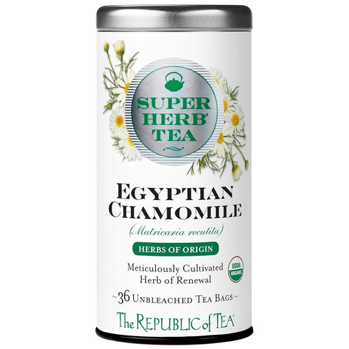 Organic Egyptian Chamomile SuperHerb Tea Tin by The Republic of Tea, 36 Herbal Tea Bags, Caffeine-Free