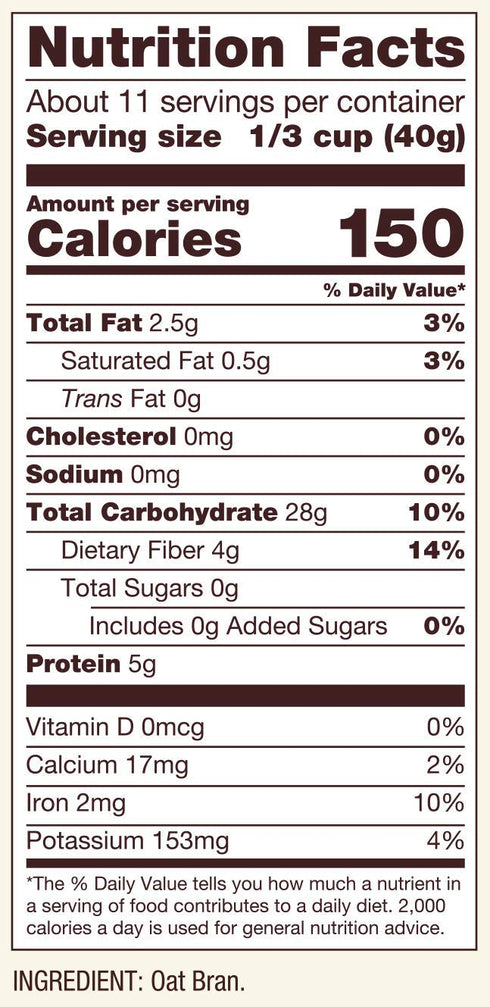 16 oz (Pack 2) Bob's Red Mill Gluten Free Oat Bran, (Resealable)