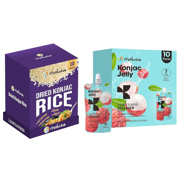 Hethstia Dried Konjac Rice & Lychee Collagen Konjac Jelly Bundle Low Calorie