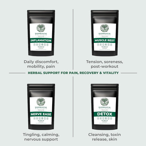 Elephantal Wellness Inflammation 2oz, 20 Premium Herbal Tea | Comfort & Mobility Blend with Turmeric, Boswellia, White