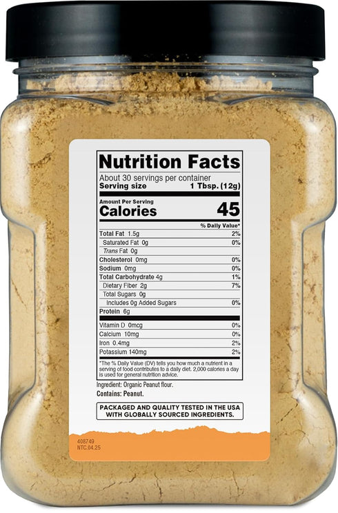 (30 (12.7 oz) 81% Nutricost Pantry Organic Peanut Butter Flour Powder Servings) - No Added Sweetener, No Added Salt