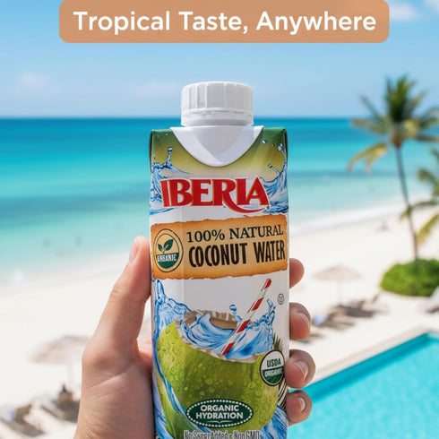 100% 11.1 oz. (Pack 24) Iberia Pure Organic Coconut Water, fl.