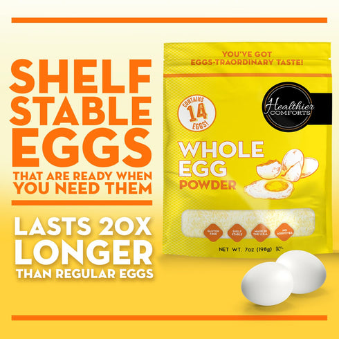 (7 oz) Healthier Comforts Whole Egg Powder | Pure Dried Whole Eggs | Pasteurized, Ready to Eat | Gluten Free, Made