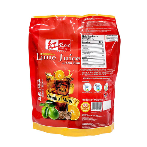 (RED) 19.4oz 2 Malaysia Concentrate Beverage Lime Juice With Sour Plum Chanh X Mui - Total of bags