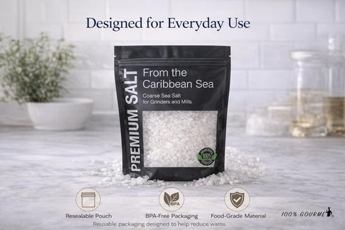 2 lb Premium Caribbean Sea Salt Extra Coarse Sea Salt for Grinder, Natural & Unrefined