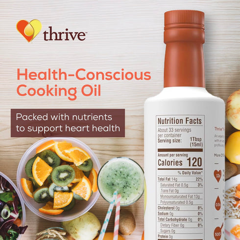 Omega-9 (90%), Omega-6, 16.9 oz, 2 Pack Thrive Algae Cooking Oil - Premier Culinary Blend, Heart and Health-Conscious