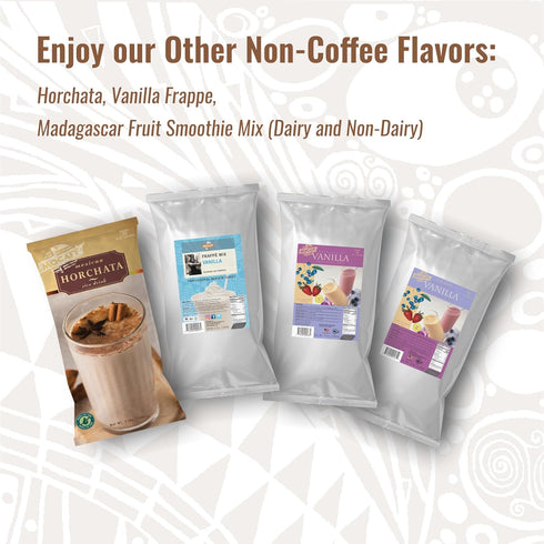 3lb MOCAFE White Chocolate Frappe Mix, Instant Blended Ice Beverage Powder, Bulk Bag