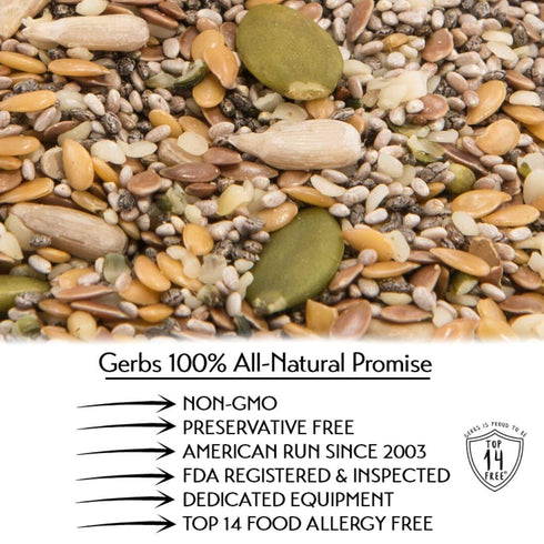 7 1 lb. 14 Gerbs Super Seed Snack Mix | Raw, No Artificial Additives, Resealable Bag | Crunchy Pumpkin, Sunflower