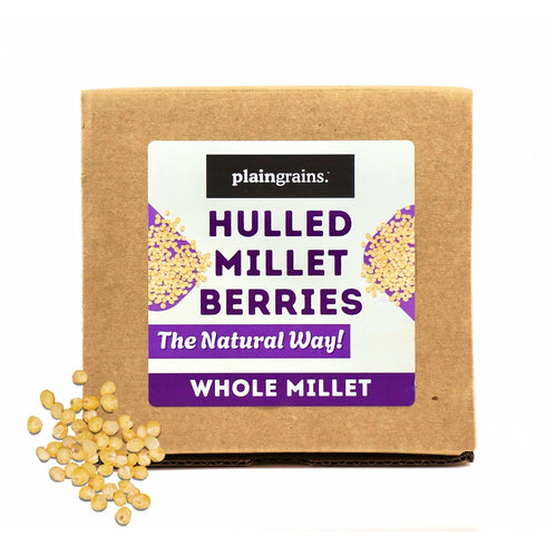 2.5 LB PlainGrains. The Natural Way | Dry Millet Berries | Uncooked, Unground, Whole Grain | Food Storage | Single Box