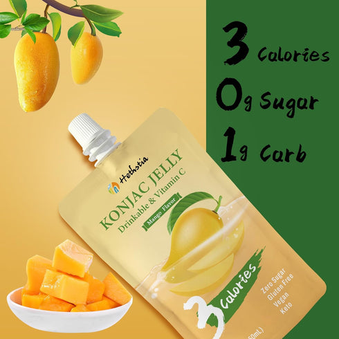 (26g) 16 Packs Hethstia Konjac Jelly Pouch Drinkable Mango Flavor and High Protein Ramen Noodles, Plant-Based Vegan