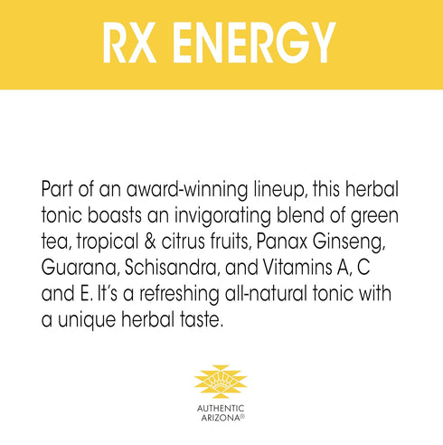 20 Oz (Pack 12) AriZona Rx Energy Herbal Tonic, Fl