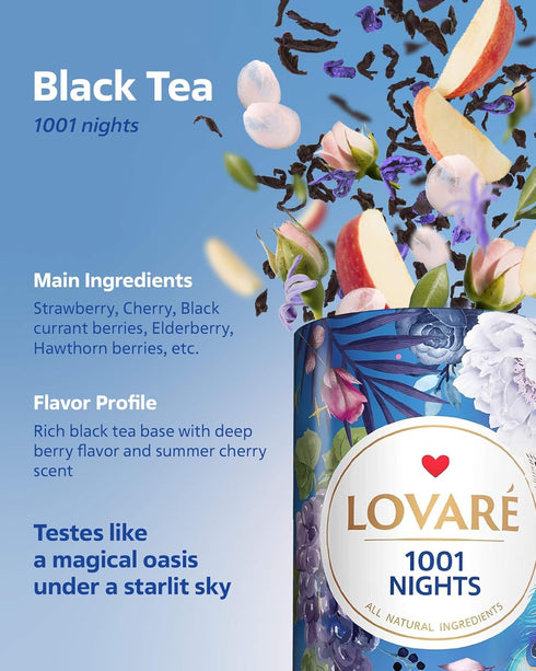 80 1001 60 (Set 4) LOVARE Loose Leaf Tea g - Made in Ukraine - Assorted Tea - Night, Passion Fruit, Sparkling Splashes