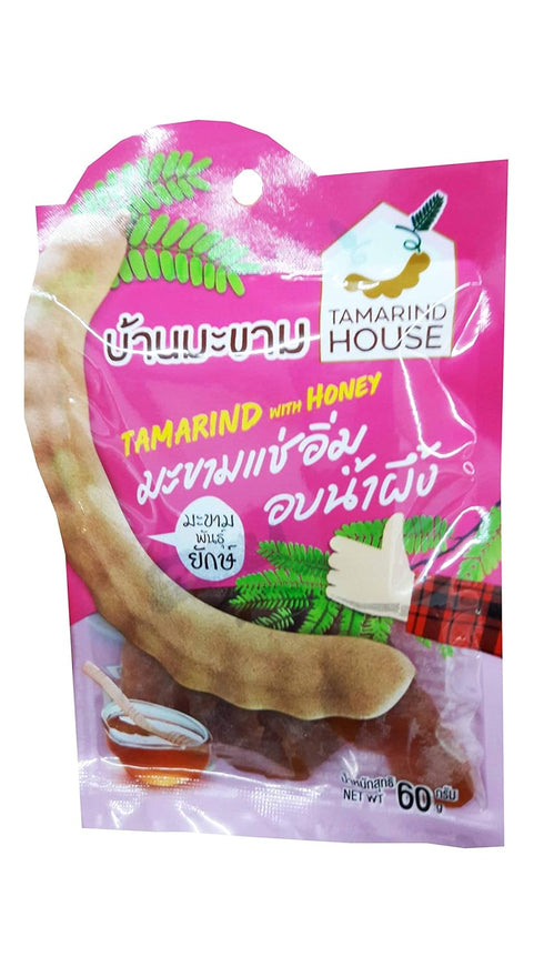 Tamarind House 2 Packs (60 g./pack) of Tamarind with Honey. Selected premium Delicious fruit snack by Brand, Thailand.