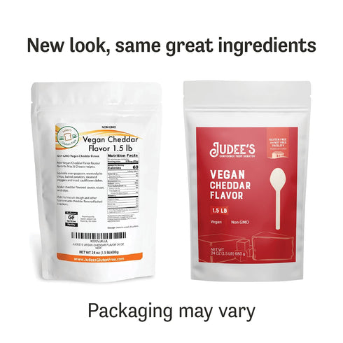 1.5lb (24oz) 100% Judees Vegan Cheddar Flavor Powder - Non-GMO, Vegan, Gluten-Free & Nut-Free - Great Dairy Cheese