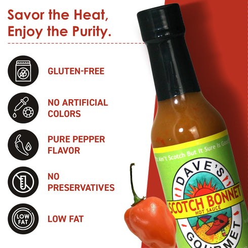 5oz (Pack 1) Dave's Gourmet Scotch Bonnet Hot Sauce - Warm to Very Warm Heat - Scotch Bonnet Pepper Sauce - Ideal