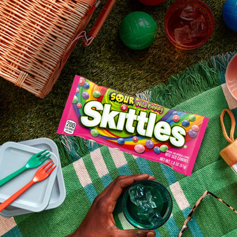 Skittles 1.8 Oz Pack, 24 Count SOURS Wild Berry Sour Candy Bag