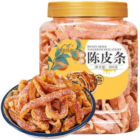 Honey dried tangerine peel strips, 300g canned preserved fruit, sweet and sour